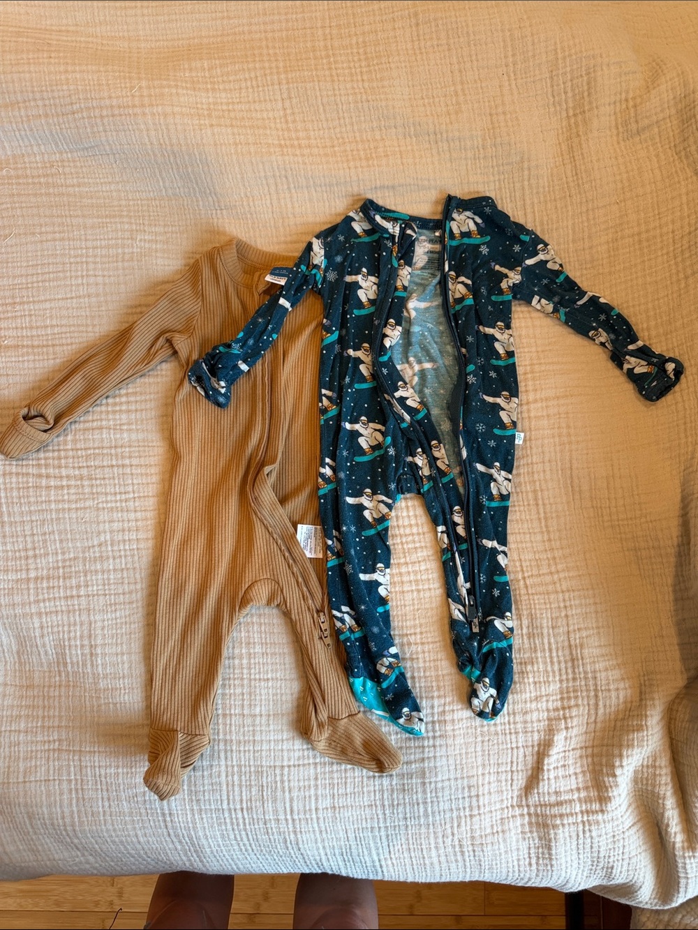 Infant Footed One-Piece Pajama Set - Posh Peanut and Old Navy ribbed - yeti snow